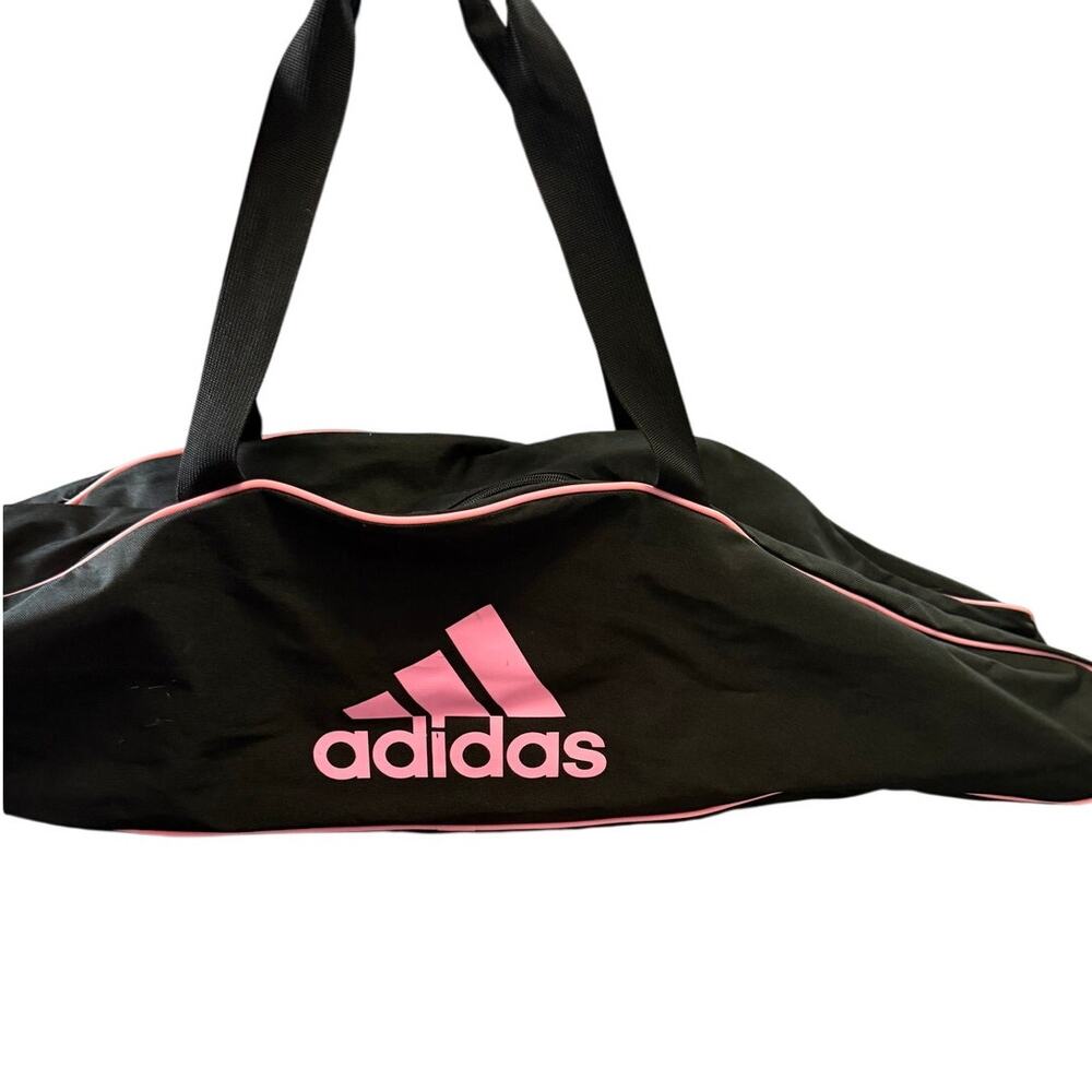 Adidas Baseball Bag OS Black Pink Front Logo Spellout Zip Up Carry Handles